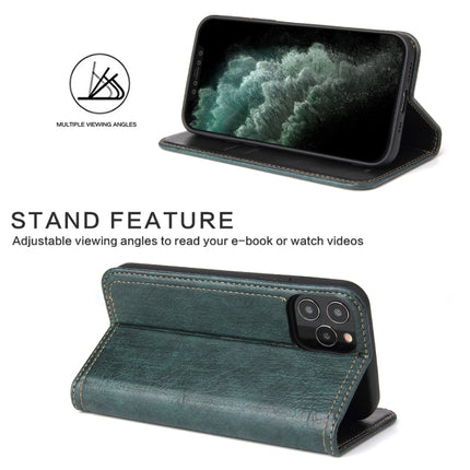 For iPhone 12 / 12 Pro Fierre Shann Retro Tree Bark Texture PU Magnetic Horizontal Flip Leather Case with Holder & Card Slots & Wallet(Green)-garmade.com