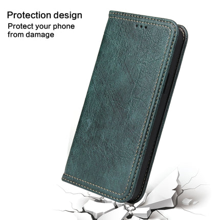 For iPhone 12 / 12 Pro Fierre Shann Retro Tree Bark Texture PU Magnetic Horizontal Flip Leather Case with Holder & Card Slots & Wallet(Green)-garmade.com
