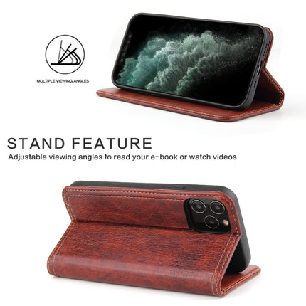 For iPhone 12 mini Fierre Shann Retro Tree Bark Texture PU Magnetic Horizontal Flip Leather Case with Holder & Card Slots & Wallet(Red)-garmade.com