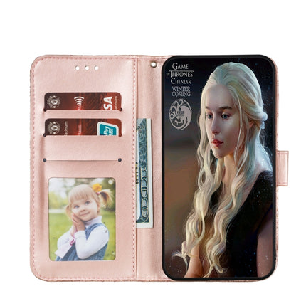 For iPhone 12 mini Lace Flower Horizontal Flip Leather Case with Holder & Card Slots & Wallet & Photo Frame(Rose Gold)-garmade.com