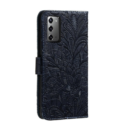For Samsung Galaxy Note20 Lace Flower Horizontal Flip Leather Case with Holder & Card Slots & Wallet & Photo Frame(Dark Blue)-garmade.com