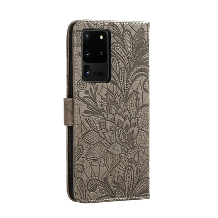 For Samsung Galaxy Note20 Ultra Lace Flower Horizontal Flip Leather Case with Holder & Card Slots & Wallet & Photo Frame(Grey)-garmade.com