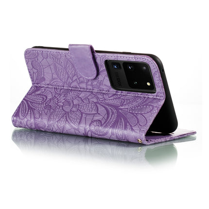 For Samsung Galaxy Note20 Ultra Lace Flower Horizontal Flip Leather Case with Holder & Card Slots & Wallet & Photo Frame(Purple)-garmade.com