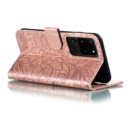 For Samsung Galaxy Note20 Ultra Lace Flower Horizontal Flip Leather Case with Holder & Card Slots & Wallet & Photo Frame(Rose Gold)-garmade.com