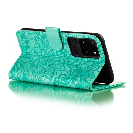 For Samsung Galaxy Note20 Ultra Lace Flower Horizontal Flip Leather Case with Holder & Card Slots & Wallet & Photo Frame(Green)-garmade.com