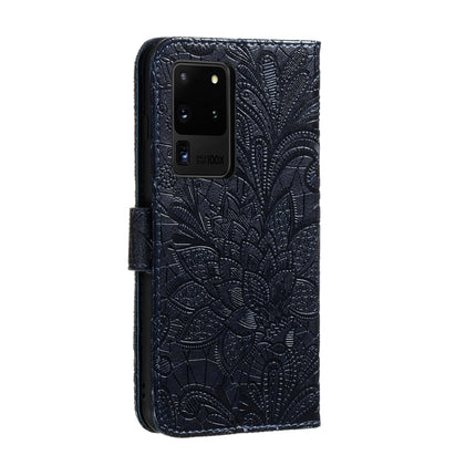 For Samsung Galaxy Note20 Ultra Lace Flower Horizontal Flip Leather Case with Holder & Card Slots & Wallet & Photo Frame(Dark Blue)-garmade.com