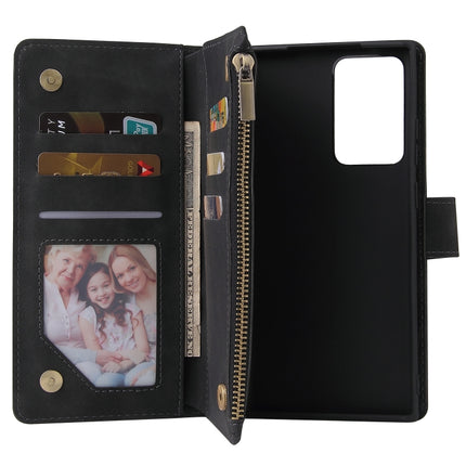 For Samsung Galaxy Note20 Ultra Multifunctional Retro Frosted Horizontal Flip Leather Case with Card Slot & Holder & Zipper Wallet & Photo Frame & Lanyard(Black)-garmade.com