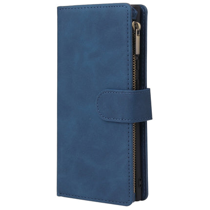 For Samsung Galaxy Note20 Ultra Multifunctional Retro Frosted Horizontal Flip Leather Case with Card Slot & Holder & Zipper Wallet & Photo Frame & Lanyard(Blue)-garmade.com