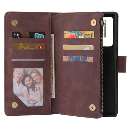 For Samsung Galaxy Note20 Ultra Multifunctional Retro Frosted Horizontal Flip Leather Case with Card Slot & Holder & Zipper Wallet & Photo Frame & Lanyard(Coffee)-garmade.com