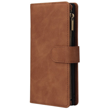 For Samsung Galaxy Note20 Ultra Multifunctional Retro Frosted Horizontal Flip Leather Case with Card Slot & Holder & Zipper Wallet & Photo Frame & Lanyard(Brown)-garmade.com