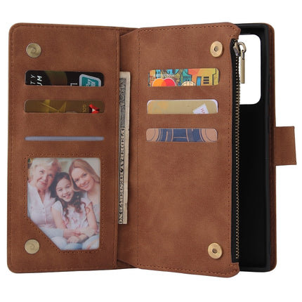 For Samsung Galaxy Note20 Ultra Multifunctional Retro Frosted Horizontal Flip Leather Case with Card Slot & Holder & Zipper Wallet & Photo Frame & Lanyard(Brown)-garmade.com