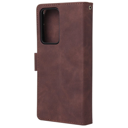 For Samsung Galaxy Note20 Multifunctional Retro Frosted Horizontal Flip Leather Case with Card Slot & Holder & Zipper Wallet & Photo Frame & Lanyard(Coffee)-garmade.com