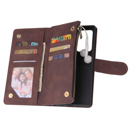 For Samsung Galaxy Note20 Multifunctional Retro Frosted Horizontal Flip Leather Case with Card Slot & Holder & Zipper Wallet & Photo Frame & Lanyard(Coffee)-garmade.com