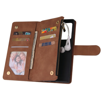 For Samsung Galaxy Note20 Multifunctional Retro Frosted Horizontal Flip Leather Case with Card Slot & Holder & Zipper Wallet & Photo Frame & Lanyard(Brown)-garmade.com