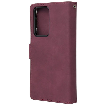For Samsung Galaxy Note20 Multifunctional Retro Frosted Horizontal Flip Leather Case with Card Slot & Holder & Zipper Wallet & Photo Frame & Lanyard(Red Wine)-garmade.com