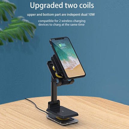 T6 2 in 1 Portable Folding Stand Wireless Charging, Style:Single Charge(Black)-garmade.com