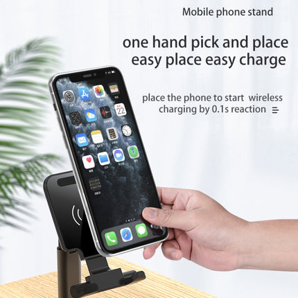 T6 2 in 1 Portable Folding Stand Wireless Charging, Style:Single Charge(Black)-garmade.com