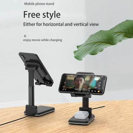 T6 2 in 1 Portable Folding Stand Wireless Charging, Style:Single Charge(White)-garmade.com