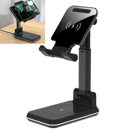 T6 2 in 1 Portable Folding Stand Wireless Charging, Style:Double Charge(Black)-garmade.com