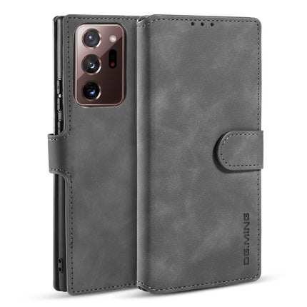 For Samsung Galaxy Note20 Ultra DG.MING Retro Oil Side Horizontal Flip Case with Holder & Card Slots & Wallet(Gray)-garmade.com