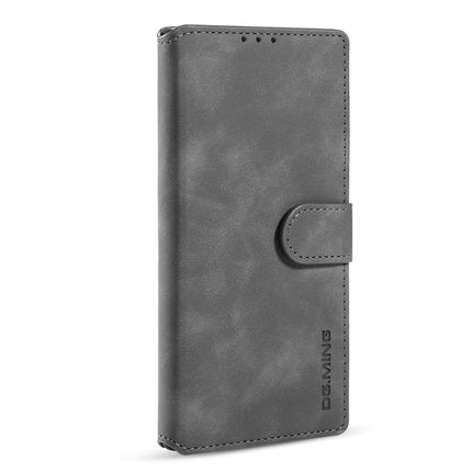 For Samsung Galaxy Note20 Ultra DG.MING Retro Oil Side Horizontal Flip Case with Holder & Card Slots & Wallet(Gray)-garmade.com