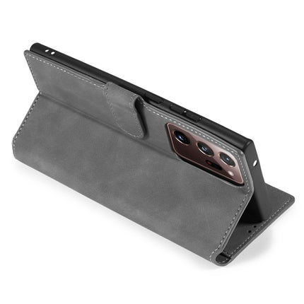 For Samsung Galaxy Note20 Ultra DG.MING Retro Oil Side Horizontal Flip Case with Holder & Card Slots & Wallet(Gray)-garmade.com