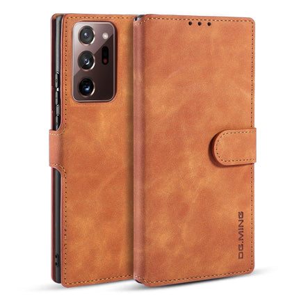 For Samsung Galaxy Note20 Ultra DG.MING Retro Oil Side Horizontal Flip Case with Holder & Card Slots & Wallet(Brown)-garmade.com