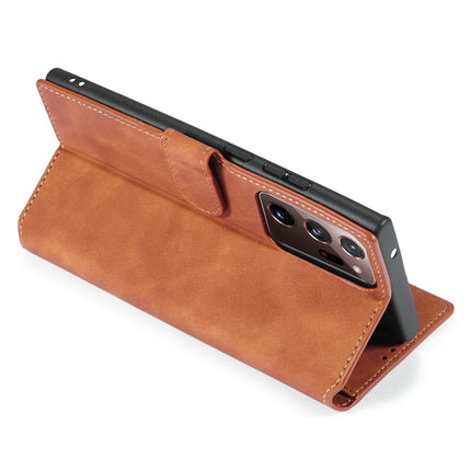 For Samsung Galaxy Note20 Ultra DG.MING Retro Oil Side Horizontal Flip Case with Holder & Card Slots & Wallet(Brown)-garmade.com