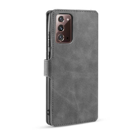 For Samsung Galaxy Note20 DG.MING Retro Oil Side Horizontal Flip Case with Holder & Card Slots & Wallet(Gray)-garmade.com