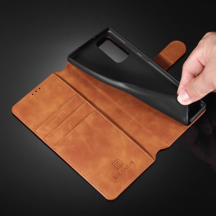 For Samsung Galaxy Note20 DG.MING Retro Oil Side Horizontal Flip Case with Holder & Card Slots & Wallet(Brown)-garmade.com