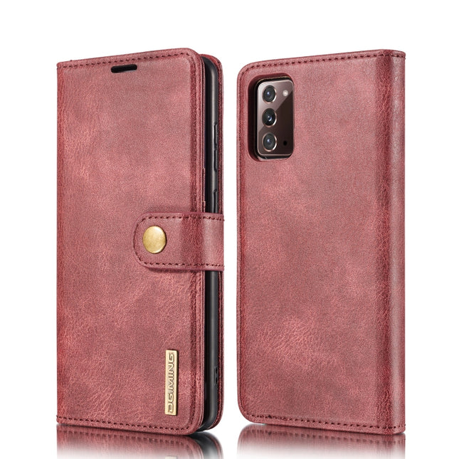 For Samsung Galaxy Note20 DG.MING Crazy Horse Texture Flip Detachable Magnetic Leather Case with Holder & Card Slots & Wallet(Red)-garmade.com