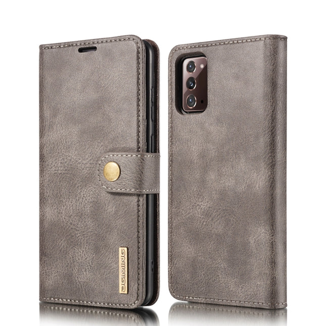 For Samsung Galaxy Note20 DG.MING Crazy Horse Texture Flip Detachable Magnetic Leather Case with Holder & Card Slots & Wallet(Gray)-garmade.com