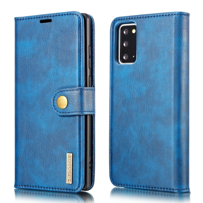 For Samsung Galaxy Note20 DG.MING Crazy Horse Texture Flip Detachable Magnetic Leather Case with Holder & Card Slots & Wallet (Blue)-garmade.com