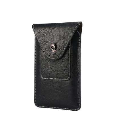 Elephant Texture Men Leisure Simple Universal Mobile Phone Waist Pack Leather Case with Card Slot, Suitable for 5.5-6.5 inch Smartphones(Black)-garmade.com