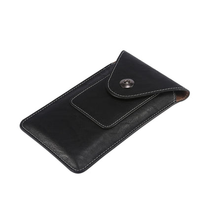Elephant Texture Men Leisure Simple Universal Mobile Phone Waist Pack Leather Case with Card Slot, Suitable for 5.5-6.5 inch Smartphones(Black)-garmade.com