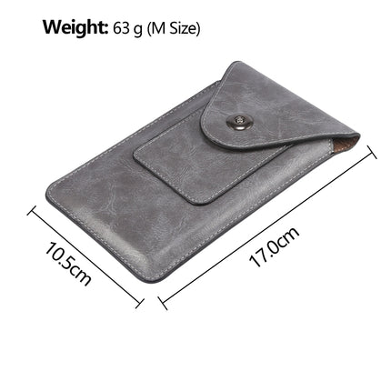 Elephant Texture Men Leisure Simple Universal Mobile Phone Waist Pack Leather Case with Card Slot, Suitable for 5.5-6.5 inch Smartphones(Dark Grey)-garmade.com