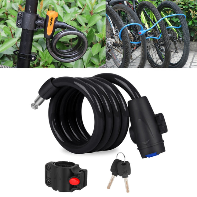 Bicycle Portable Anti-theft Lock Steel Cable Lock with Lock Frame, Style:B Style 120cm Black-garmade.com