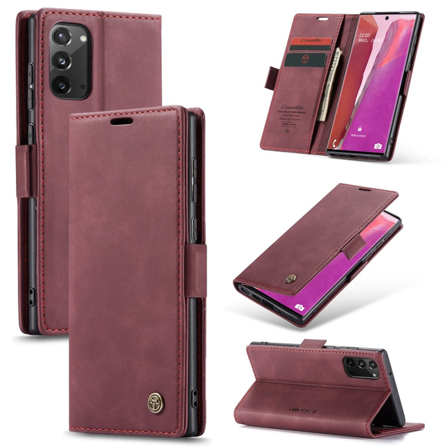 For Samsung Galaxy Note20 CaseMe Multifunctional Horizontal Flip Leather Case, with Card Slot & Holder & Wallet(Wine Red)-garmade.com