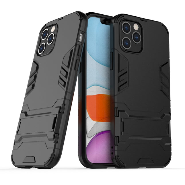 For iPhone 12 / 12 Pro PC + TPU Shockproof Protective Case with Invisible Holder(Black)-garmade.com