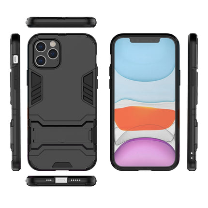 For iPhone 12 / 12 Pro PC + TPU Shockproof Protective Case with Invisible Holder(Black)-garmade.com