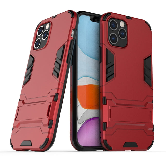 For iPhone 12 / 12 Pro PC + TPU Shockproof Protective Case with Invisible Holder(Red)-garmade.com