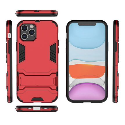 For iPhone 12 / 12 Pro PC + TPU Shockproof Protective Case with Invisible Holder(Red)-garmade.com