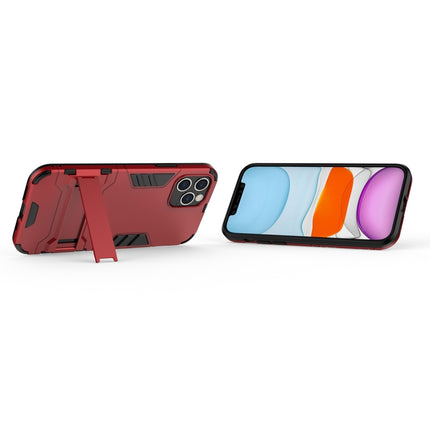 For iPhone 12 / 12 Pro PC + TPU Shockproof Protective Case with Invisible Holder(Red)-garmade.com