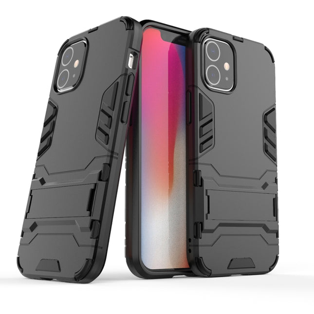 For iPhone 12 mini PC + TPU Shockproof Protective Case with Invisible Holder(Black)-garmade.com