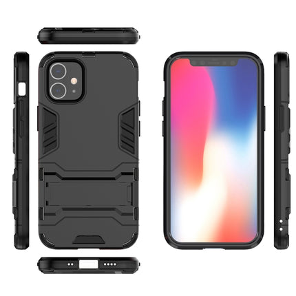 For iPhone 12 mini PC + TPU Shockproof Protective Case with Invisible Holder(Black)-garmade.com