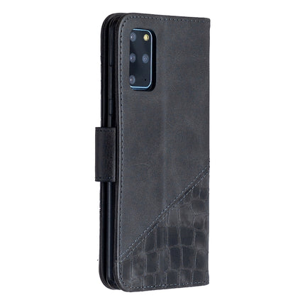 For Samsung Galaxy S20+ Matching Color Crocodile Texture Horizontal Flip PU Leather Case with Wallet & Holder & Card Slots(Black)-garmade.com