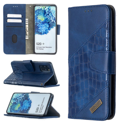 For Samsung Galaxy S20+ Matching Color Crocodile Texture Horizontal Flip PU Leather Case with Wallet & Holder & Card Slots(Blue)-garmade.com