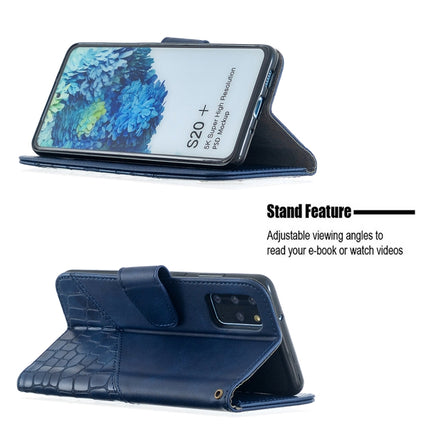 For Samsung Galaxy S20+ Matching Color Crocodile Texture Horizontal Flip PU Leather Case with Wallet & Holder & Card Slots(Blue)-garmade.com