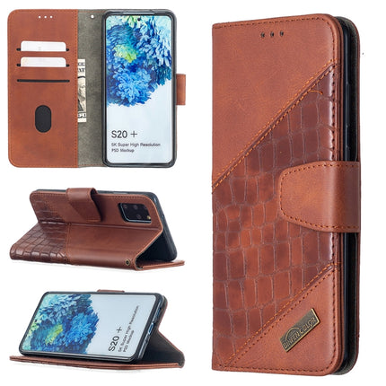 For Samsung Galaxy S20+ Matching Color Crocodile Texture Horizontal Flip PU Leather Case with Wallet & Holder & Card Slots(Brown)-garmade.com
