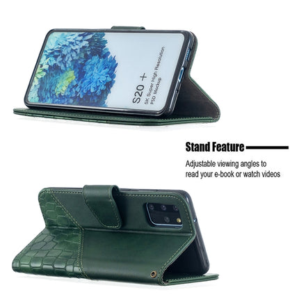For Samsung Galaxy S20+ Matching Color Crocodile Texture Horizontal Flip PU Leather Case with Wallet & Holder & Card Slots(Green)-garmade.com